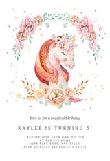 Floral wreath unicorn - Birthday Invitation